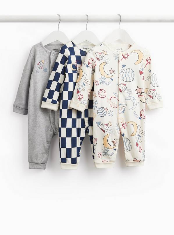 Space Print Sleepsuits 3 Pack 9-12 months